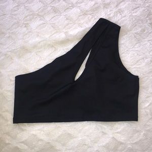 Black one shoulder crop top